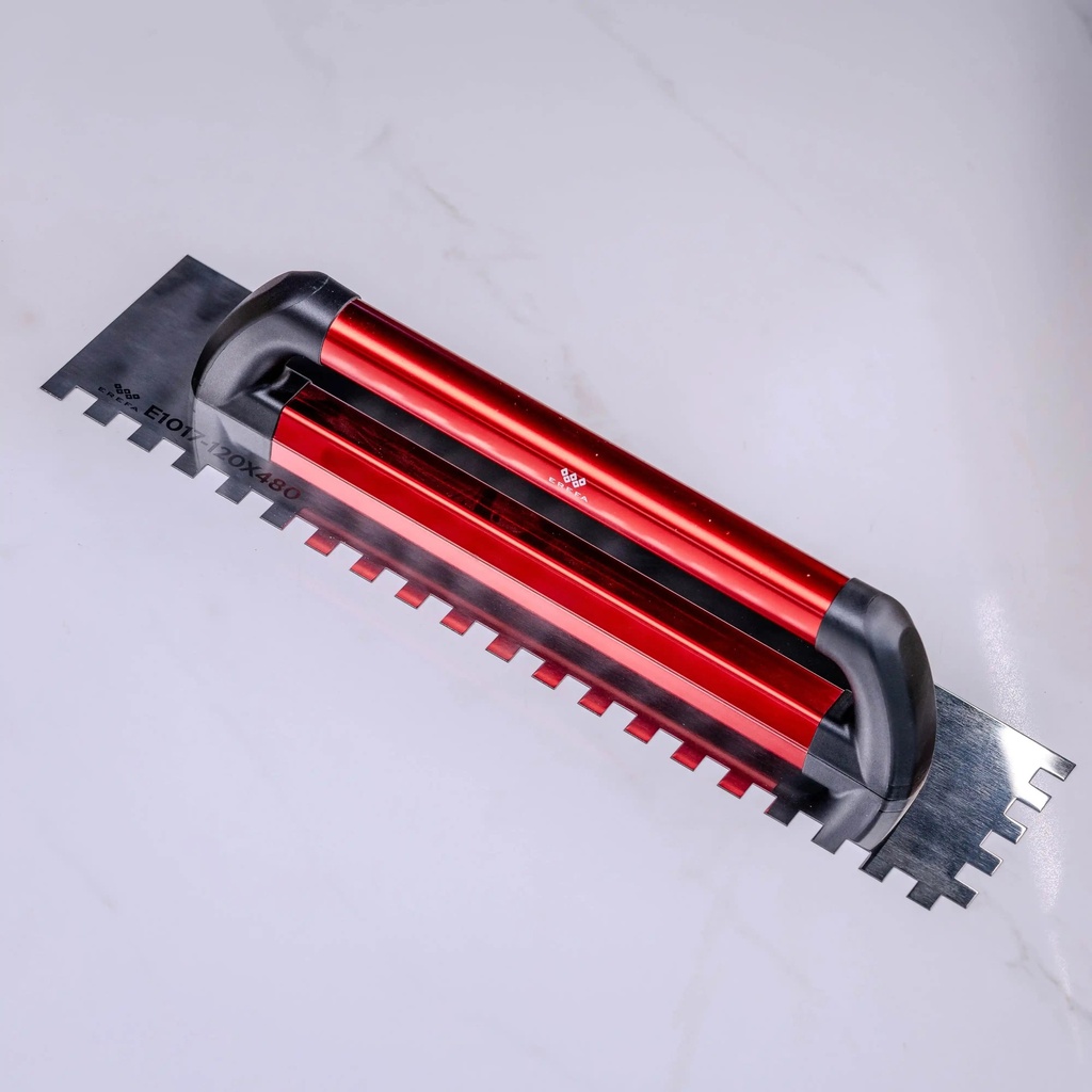 Inox keramicka gletarica zub 12mm, alu drška, produzena